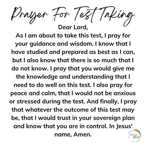 prayer for someone taking a test.
